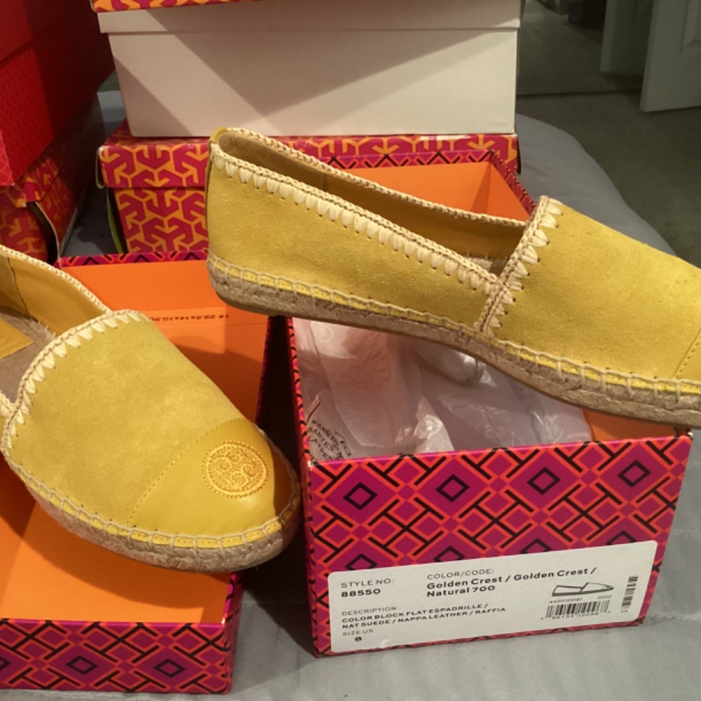 Tory Burch espadrilles yellow size 8